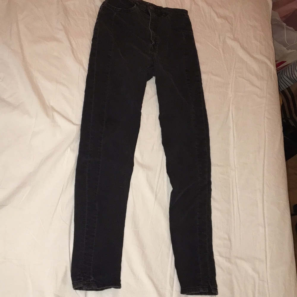 Dark grey skinny high waist jeans